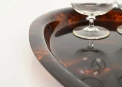 Outlet Pamono Mid-Century Oval Serving Tray in Tortoiseshell Acrylic Glass from Dior, Italy, 1970s