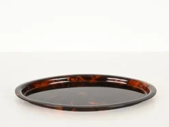Outlet Pamono Mid-Century Oval Serving Tray in Tortoiseshell Acrylic Glass from Dior, Italy, 1970s