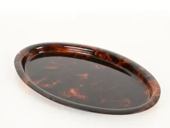 Outlet Pamono Mid-Century Oval Serving Tray in Tortoiseshell Acrylic Glass from Dior, Italy, 1970s