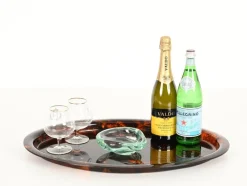 Outlet Pamono Mid-Century Oval Serving Tray in Tortoiseshell Acrylic Glass from Dior, Italy, 1970s