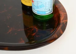 Outlet Pamono Mid-Century Oval Serving Tray in Tortoiseshell Acrylic Glass from Dior, Italy, 1970s