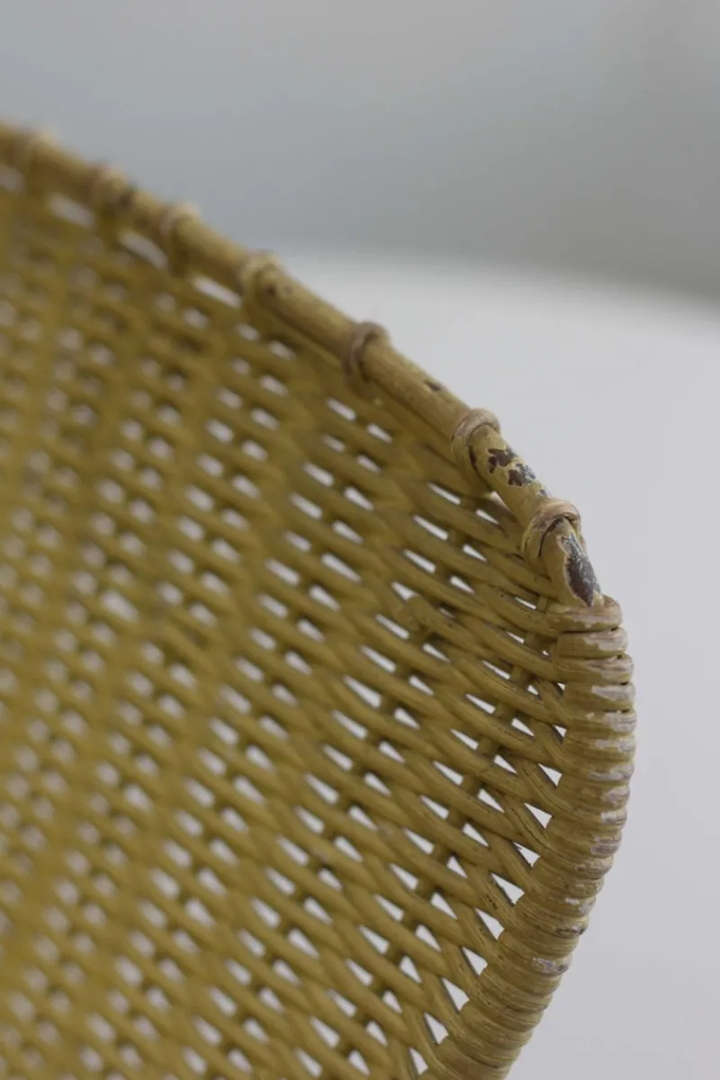 Pamono Mid-Century Peacock Magazine Rack in Rattan and Wire, 1950s> Magazine Racks
