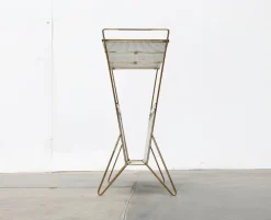 Clearance Pamono Mid-Century Perforated Metal Magazine Holder and Side Table, 1960s