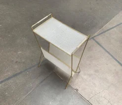 Clearance Pamono Mid-Century Perforated Metal Magazine Holder and Side Table, 1960s