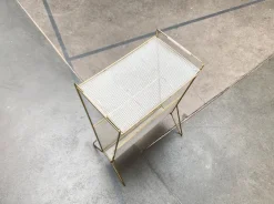 Clearance Pamono Mid-Century Perforated Metal Magazine Holder and Side Table, 1960s