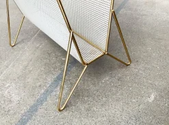 Clearance Pamono Mid-Century Perforated Metal Magazine Holder and Side Table, 1960s