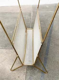 Clearance Pamono Mid-Century Perforated Metal Magazine Holder and Side Table, 1960s