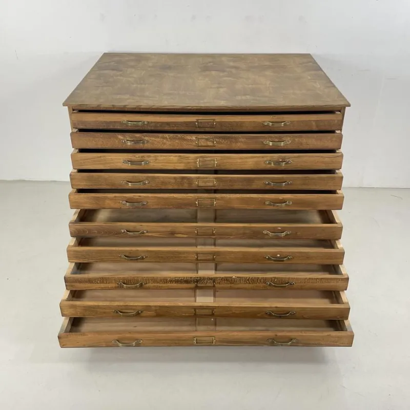 Hot Pamono Mid-Century Plan Chest with Brass D Handles from Staverton