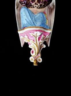 Outlet Pamono Mid-Century Polychrome Porcelain Biscuit Holy Water Font of Angel with Shell, 1950s