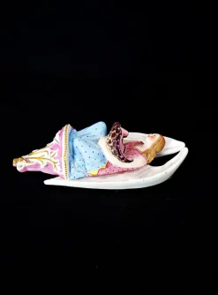 Outlet Pamono Mid-Century Polychrome Porcelain Biscuit Holy Water Font of Angel with Shell, 1950s