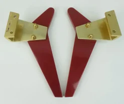 Clearance Pamono Mid-Century Push Door Handles in Red Bakelite and Aluminum, 1950s, Set of 2