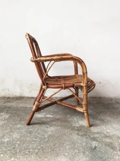 Pamono Mid-Century Rattan and Bamboo Baby Chair, 1950s> Children's Chairs