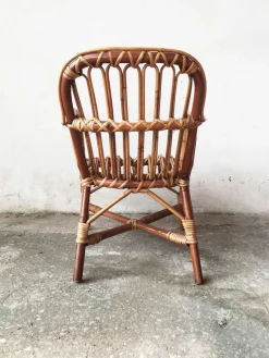 Pamono Mid-Century Rattan and Bamboo Baby Chair, 1950s><noscript><img width=