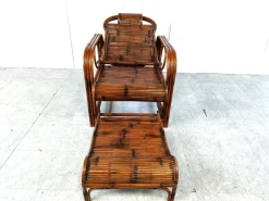 Best Pamono Mid-Century Rattan and Bamboo Garden Chair, 1950s