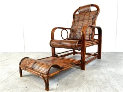 Best Pamono Mid-Century Rattan and Bamboo Garden Chair, 1950s