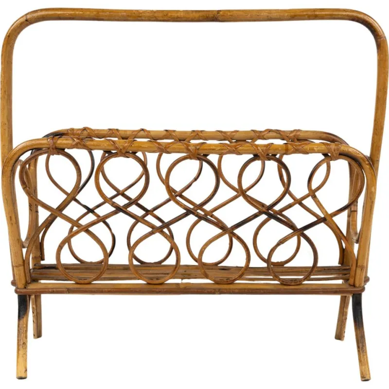 Sale Pamono Mid-Century Rattan and Bamboo Magazine Rack, Italy, 1960s