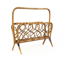 Sale Pamono Mid-Century Rattan and Bamboo Magazine Rack, Italy, 1960s