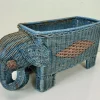 Pamono Mid-Century Rattan Elephant Basket Planter, Italy, 1970s> Planters And Jardiniere