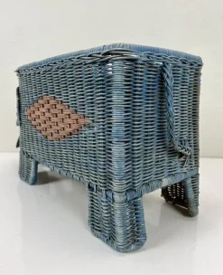 Pamono Mid-Century Rattan Elephant Basket Planter, Italy, 1970s><noscript><img width=