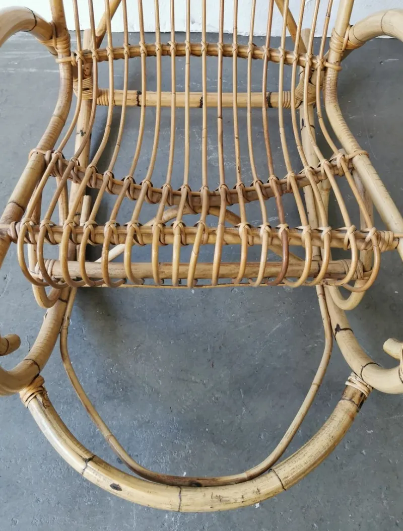Outlet Pamono Mid-Century Rattan Rocking Chair from Rohé Noordwolde