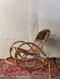 Outlet Pamono Mid-Century Rattan Rocking Chair from Rohé Noordwolde