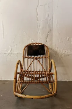 Outlet Pamono Mid-Century Rattan Rocking Chair from Rohé Noordwolde