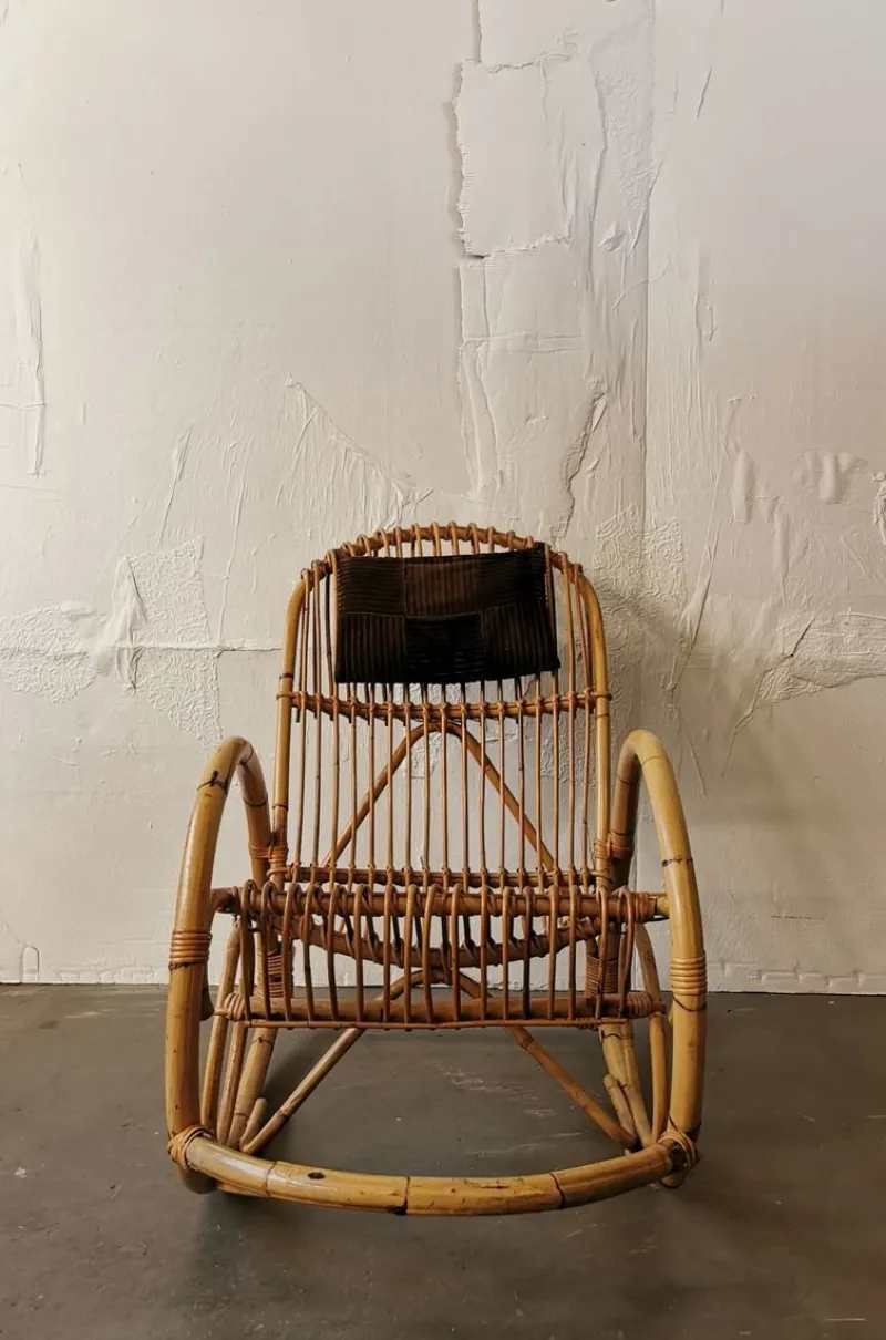 Outlet Pamono Mid-Century Rattan Rocking Chair from Rohé Noordwolde