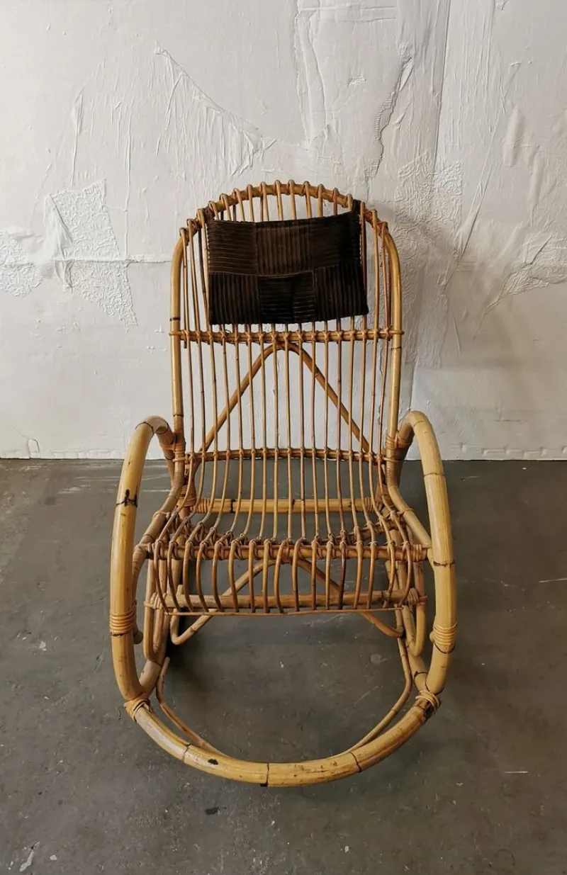 Outlet Pamono Mid-Century Rattan Rocking Chair from Rohé Noordwolde