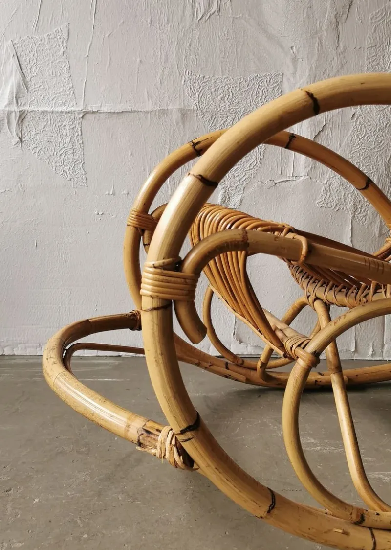 Outlet Pamono Mid-Century Rattan Rocking Chair from Rohé Noordwolde