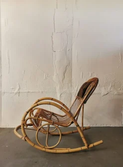 Outlet Pamono Mid-Century Rattan Rocking Chair from Rohé Noordwolde
