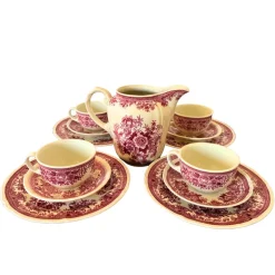 Discount Pamono Mid-Century Red Fasan Service in Porcelain from Villeroy & Boch, Germany, 1950s, Set of 13