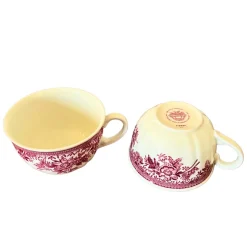 Best Pamono Mid-Century Red Fasan Service in Porcelain from Villeroy & Boch, Germany, 1950s, Set of 4