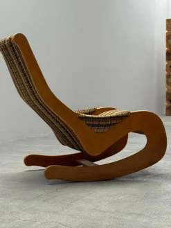 Pamono Mid-Century Rocking Chair in Beech and Bouclé from Casala, Germany, 1960s> Rocking Chairs
