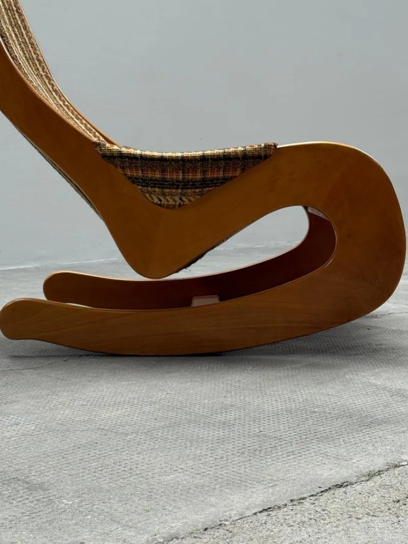 Pamono Mid-Century Rocking Chair in Beech and Bouclé from Casala, Germany, 1960s> Rocking Chairs