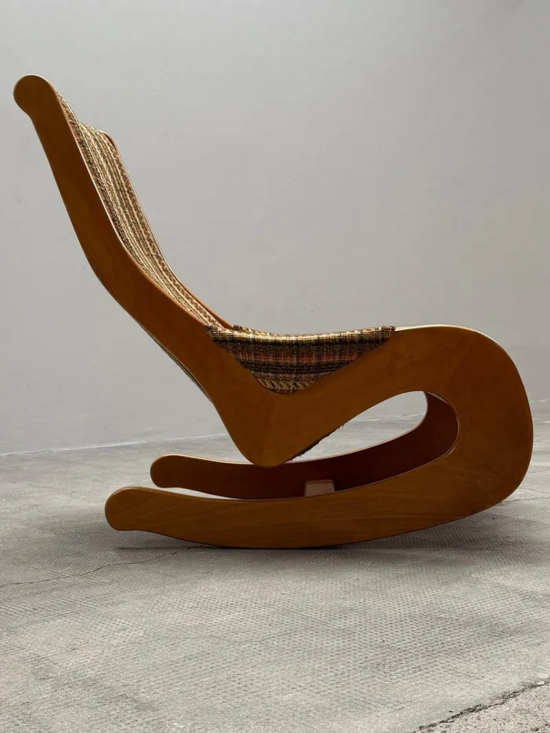 Pamono Mid-Century Rocking Chair in Beech and Bouclé from Casala, Germany, 1960s> Rocking Chairs