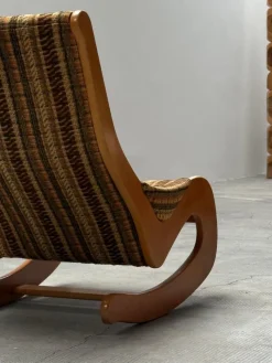 Pamono Mid-Century Rocking Chair in Beech and Bouclé from Casala, Germany, 1960s><noscript><img width=