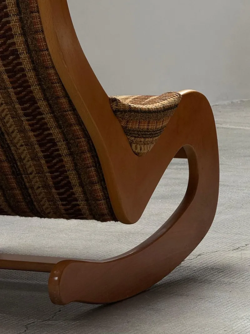 Pamono Mid-Century Rocking Chair in Beech and Bouclé from Casala, Germany, 1960s> Rocking Chairs