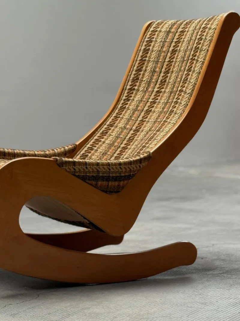 Pamono Mid-Century Rocking Chair in Beech and Bouclé from Casala, Germany, 1960s> Rocking Chairs