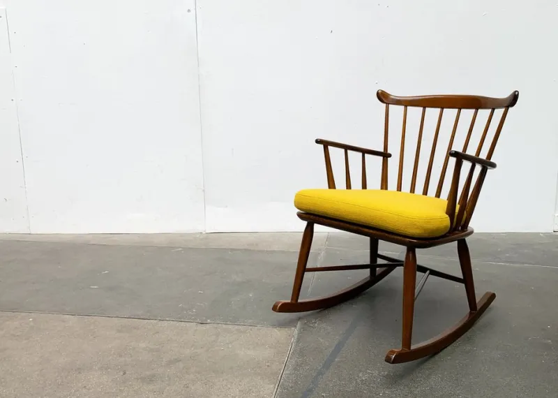 Sale Pamono Mid-Century Rocking Chair with New Kvadrat Cushion by Børge Mogensen for FDB Møbler, 1960s