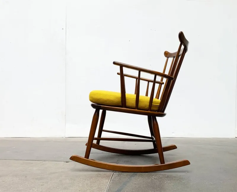Sale Pamono Mid-Century Rocking Chair with New Kvadrat Cushion by Børge Mogensen for FDB Møbler, 1960s