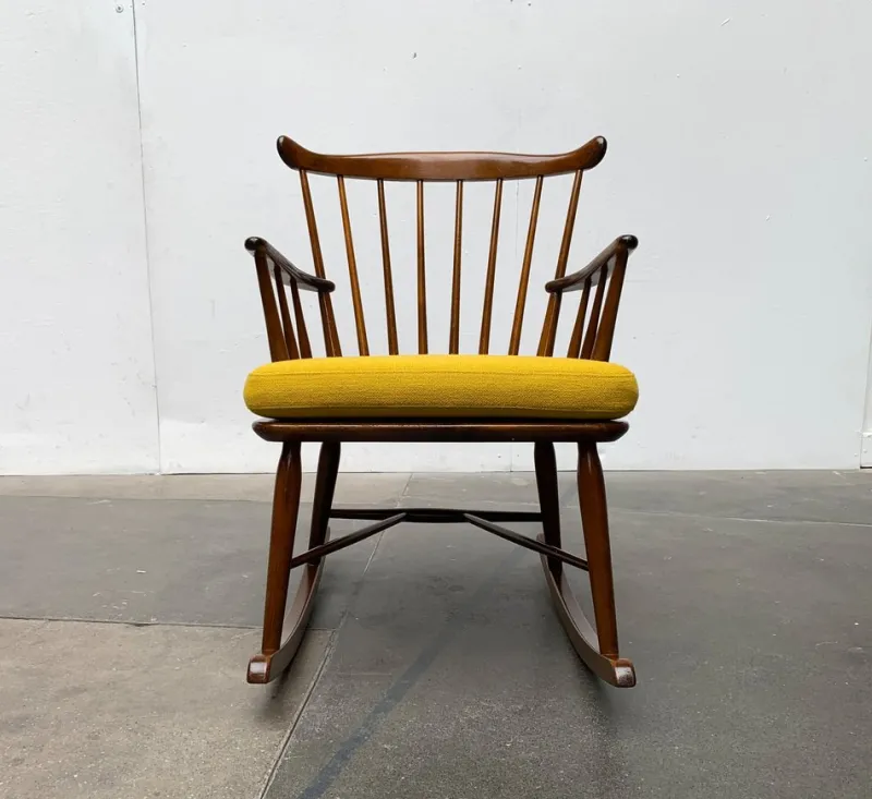 Sale Pamono Mid-Century Rocking Chair with New Kvadrat Cushion by Børge Mogensen for FDB Møbler, 1960s