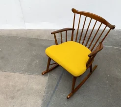 Sale Pamono Mid-Century Rocking Chair with New Kvadrat Cushion by Børge Mogensen for FDB Møbler, 1960s