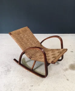 Pamono Mid-Century Rope Rocking Chair, Italy, 1950s><noscript><img width=