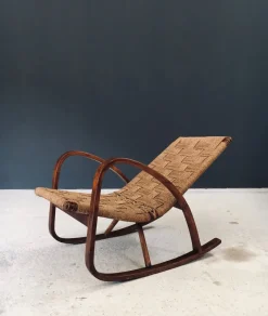 Pamono Mid-Century Rope Rocking Chair, Italy, 1950s><noscript><img width=