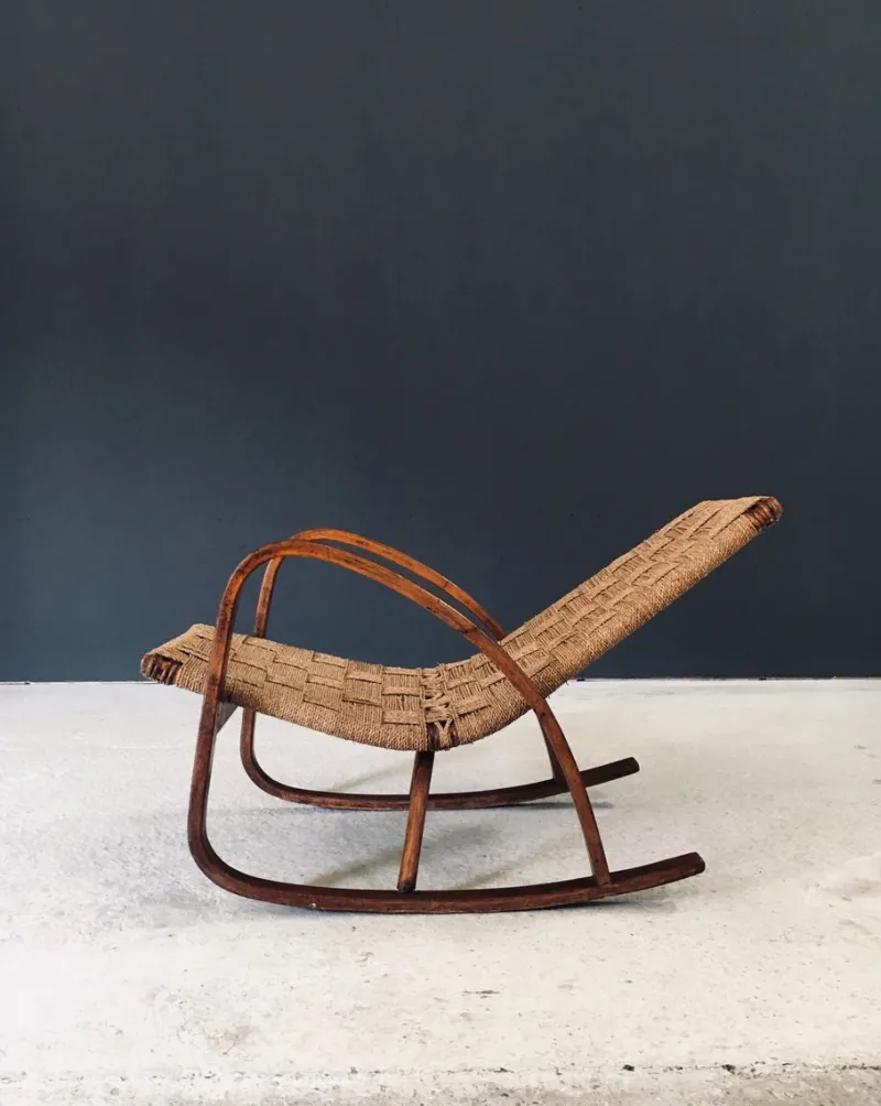 Pamono Mid-Century Rope Rocking Chair, Italy, 1950s> Rocking Chairs