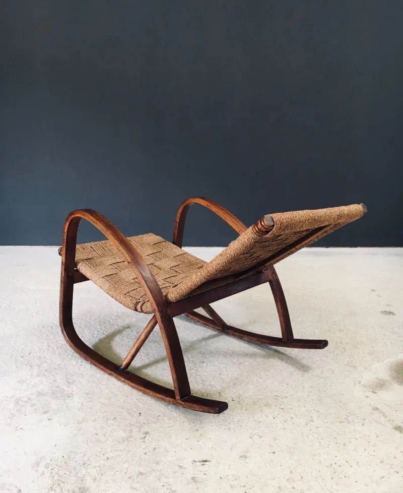 Pamono Mid-Century Rope Rocking Chair, Italy, 1950s> Rocking Chairs