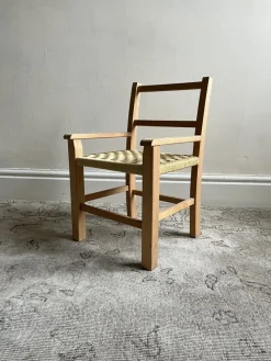 Pamono Mid-Century Scandinavian Childrens Chair with Woven Rope Seat, 1970s> Children's Chairs