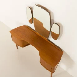 Pamono Mid-Century Scandinavian Dressing Table with Adjustable Mirrors and Tambour Doors, Norway, 1970s><noscript><img width=