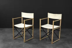 Pamono Mid-Century Scandinavian Modern Beech & Canvas Safari Directors Chairs, 1960s, Set of 2> Side Chairs & Dining Chairs