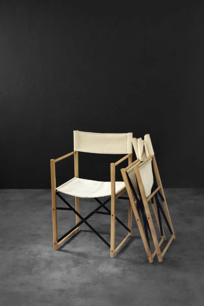 Pamono Mid-Century Scandinavian Modern Beech & Canvas Safari Directors Chairs, 1960s, Set of 2> Side Chairs & Dining Chairs